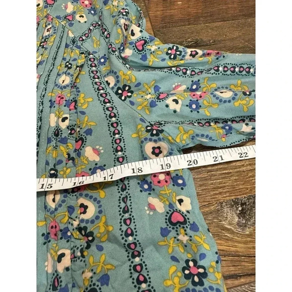 Matilda Jane Green Floral Plaid 3/4 Sleeve  button down shirt Medium - Picture 6 of 7